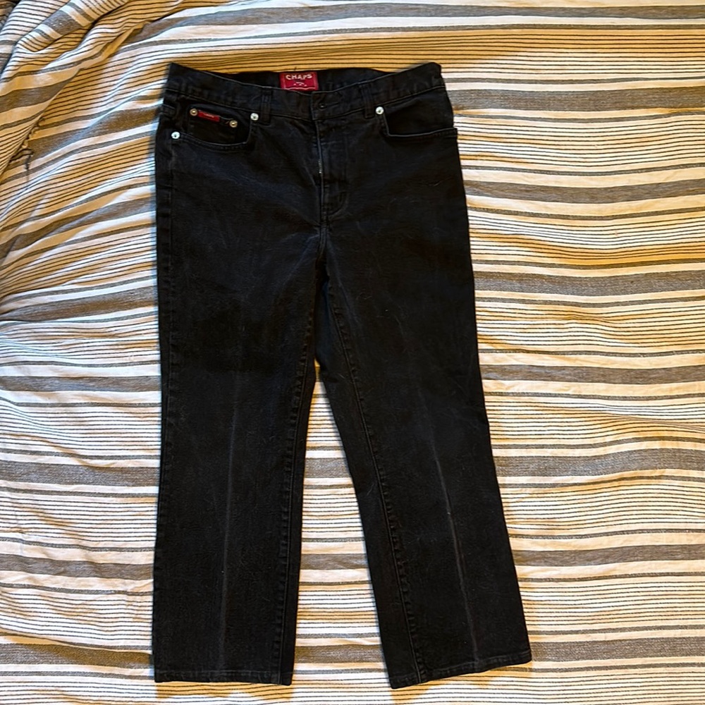 Chaps all black womens straight leg jean